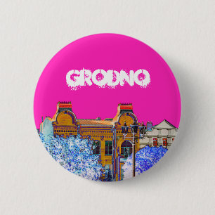 Badge Rond 5 Cm Architecture de Grodno Bélarus
