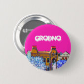 Badge Rond 5 Cm Architecture de Grodno Bélarus (Devant & derrière)