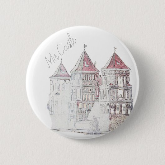Badge Rond 5 Cm Architecture du château de Mir en Biélorussie (Devant)