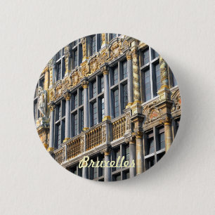 Badge Rond 5 Cm Architecture médiévale de la Grand place à Bruxell