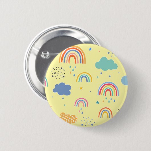 Badge Rond 5 Cm Arcs-en-ciel et nuages (Devant & derrière)