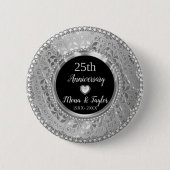 Badge Rond 5 Cm Argent Damask (Devant)