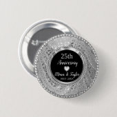 Badge Rond 5 Cm Argent Damask (Devant & derrière)