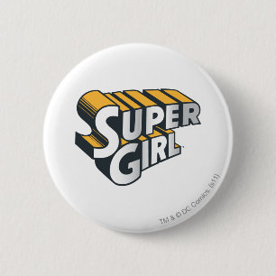 Badge Rond 5 Cm Argent de Supergirl et logo orange