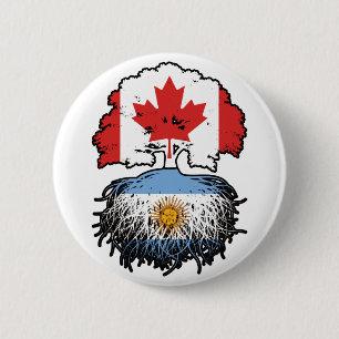 Badge Rond 5 Cm Argentine Argentine Canada Arbre du Canada Racines