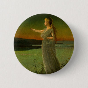 Badge Rond 5 Cm Ariane à Naxos John Atkinson Grimshaw