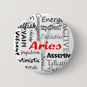 Badge Rond 5 Cm Aries Zodiac Astrologie Horoscope Traits Collage