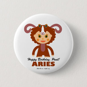 Badge Rond 5 Cm Aries Zodiac pour les enfants