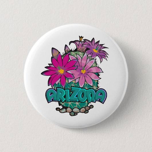 Badge Rond 5 Cm Arizona Cactus Blooms (Devant)