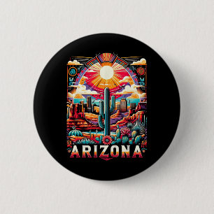 Badge Rond 5 Cm Arizona State Shirt Az Retro Desert Cactus Famille