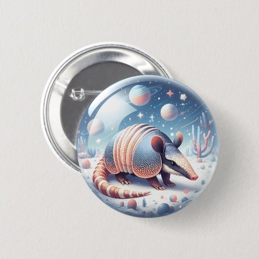 Badge Rond 5 Cm Armadillo avec Arrière - plan cosmique (Devant & derrière)