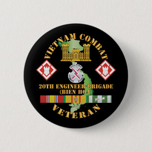 Badge Rond 5 Cm Armée - Vietnam Vétérinaire de combat avec 20e ing