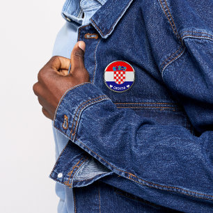 Badge Rond 5 Cm Armoiries croates Hrvatski grb avec texte