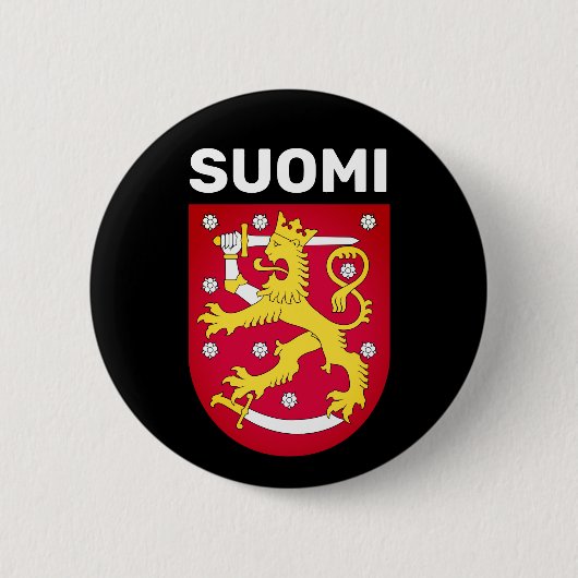 Badge Rond 5 Cm Armoiries de Finlande Bouton (Devant)