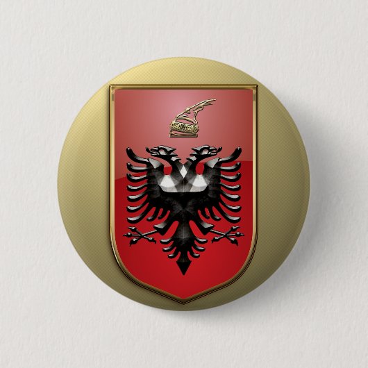Badge Rond 5 Cm Armoiries de l'Albanie (Devant)