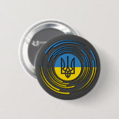 Badge Rond 5 Cm Armoiries de l'Ukraine Drapeau bleu jaune (Devant & derrière)