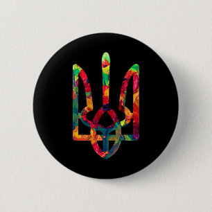Badge Rond 5 Cm Armoiries De L'Ukraine En Couleurs Nationales Ukra