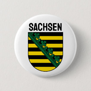 Badge Rond 5 Cm Armoiries de Sachsen (Saxe), ALLEMANDE