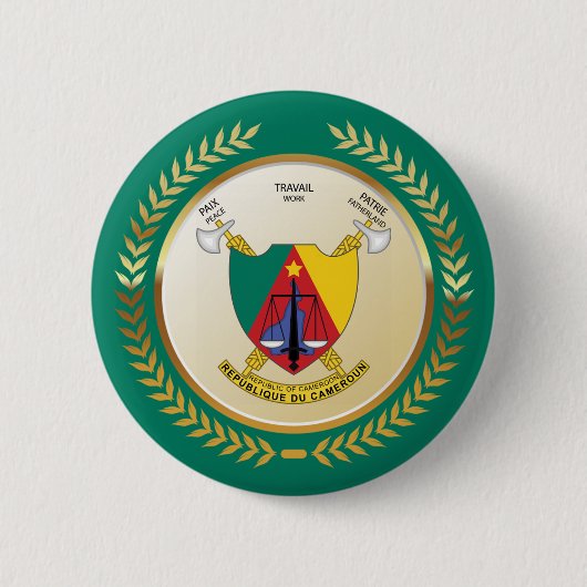Badge Rond 5 Cm Armoiries du Cameroun (Devant)