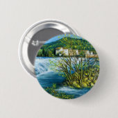 Badge Rond 5 Cm ARNO RIVER À ROVEZZANO Florence Paysage toscan (Devant & derrière)