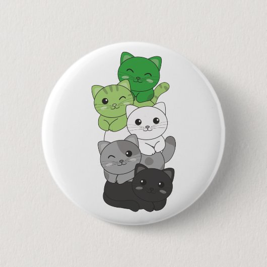 Badge Rond 5 Cm Aromantic Drapeau Non Binary Pride Lgbtq Cute Chat (Devant)