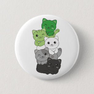 Badge Rond 5 Cm Aromantic Drapeau Non Binary Pride Lgbtq Cute Chat
