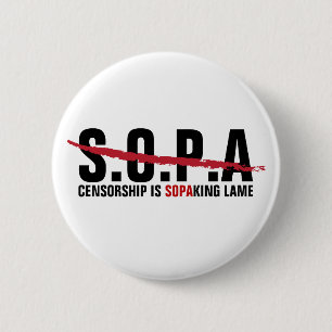 Badge Rond 5 Cm Arrêt SOPA - La censure est SOPAKING Lame