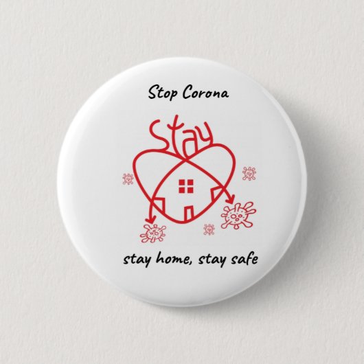 Badge Rond 5 Cm Arrêter Corona (Devant)