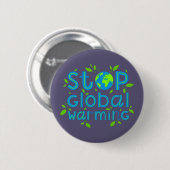 Badge Rond 5 Cm Arrêter le Réchauffement climatique (Devant & derrière)
