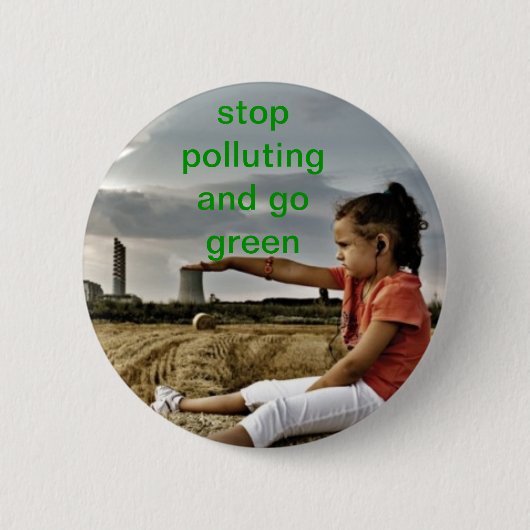 Badge Rond 5 Cm arrêtez la pollution (Devant)