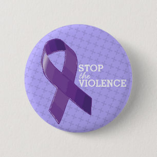 Badge Rond 5 Cm Arrêtez la violence avec le ruban pourpre