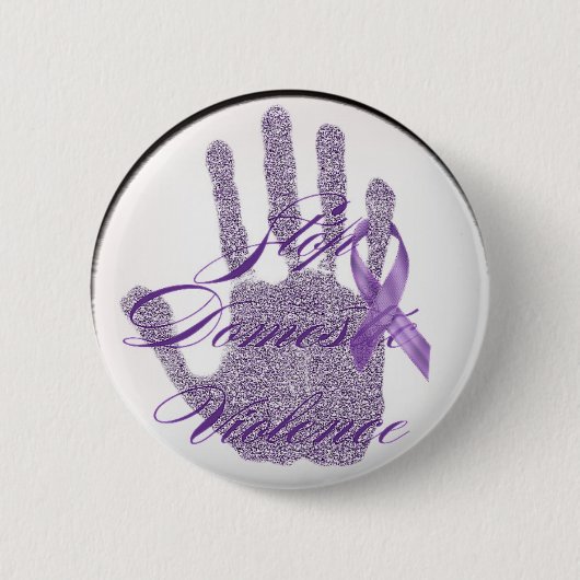 Badge Rond 5 Cm Arrêtez le bouton de violence familiale (Devant)