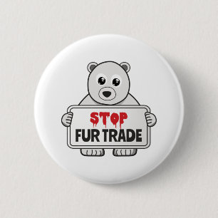 Badge Rond 5 Cm Arrêtez le commerce de fourrure triste ours polair