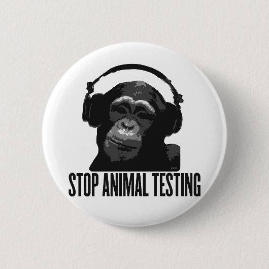Badge Rond 5 Cm arrêtez l'expérimentation animale (Devant)