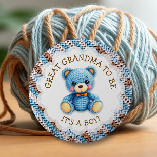 Badge Rond 5 Cm Arrière-grand-mère   Baby shower ours en crochet 