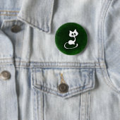 Badge Rond 5 Cm Arrière - plan blanc de vert de chat (En situation)