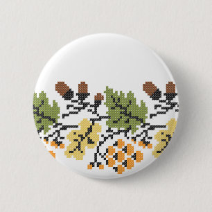 Badge Rond 5 Cm Arrière - plan d'automne de chêne