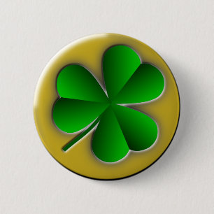 Badge Rond 5 Cm Arrière - plan d'or du Shamrock vert de la Saint-P
