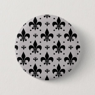 Badge Rond 5 Cm Arrière - plan gris Fleur-de-lis Motif Design