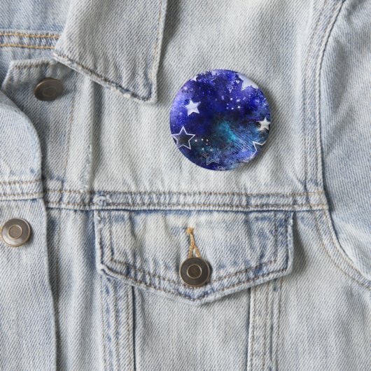 Badge Rond 5 Cm Arrière - plan spatial avec étoiles (En situation)