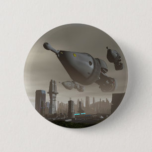 Badge Rond 5 Cm Arrivée de vaisseau spatial géant 2 boutons