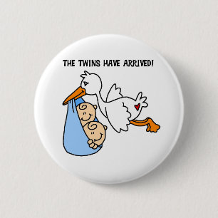 Badge Rond 5 Cm Arrivée jumelle de cigogne