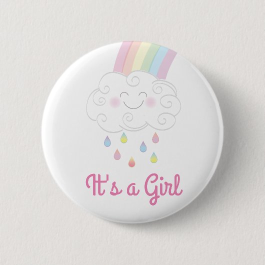 Badge Rond 5 Cm Arrosage baby shower Rainbow Raindrop Cloud (Devant)