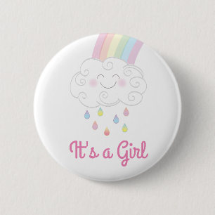 Badge Rond 5 Cm Arrosage baby shower Rainbow Raindrop Cloud