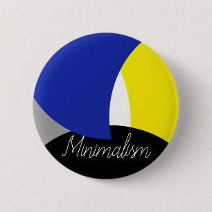 Badge Rond 5 Cm Art Abstrait bleu jaune