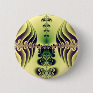 Badge Rond 5 Cm Art abstrait de symétrie fractale vert citron