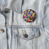 Badge Rond 5 Cm Art abstrait d'édredon de patchwork d'édredon fol (En situation)