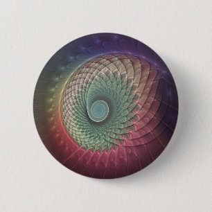Badge Rond 5 Cm Art abstrait d'escargot moderne coloré fractal