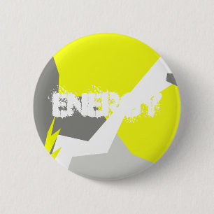 Badge Rond 5 Cm Art Abstrait Énergie gris jaune