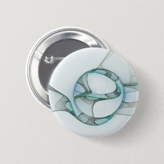 Badge Rond 5 Cm Art Abstrait moderne Fractal Bleu Turquoise Gris (Devant & derrière)